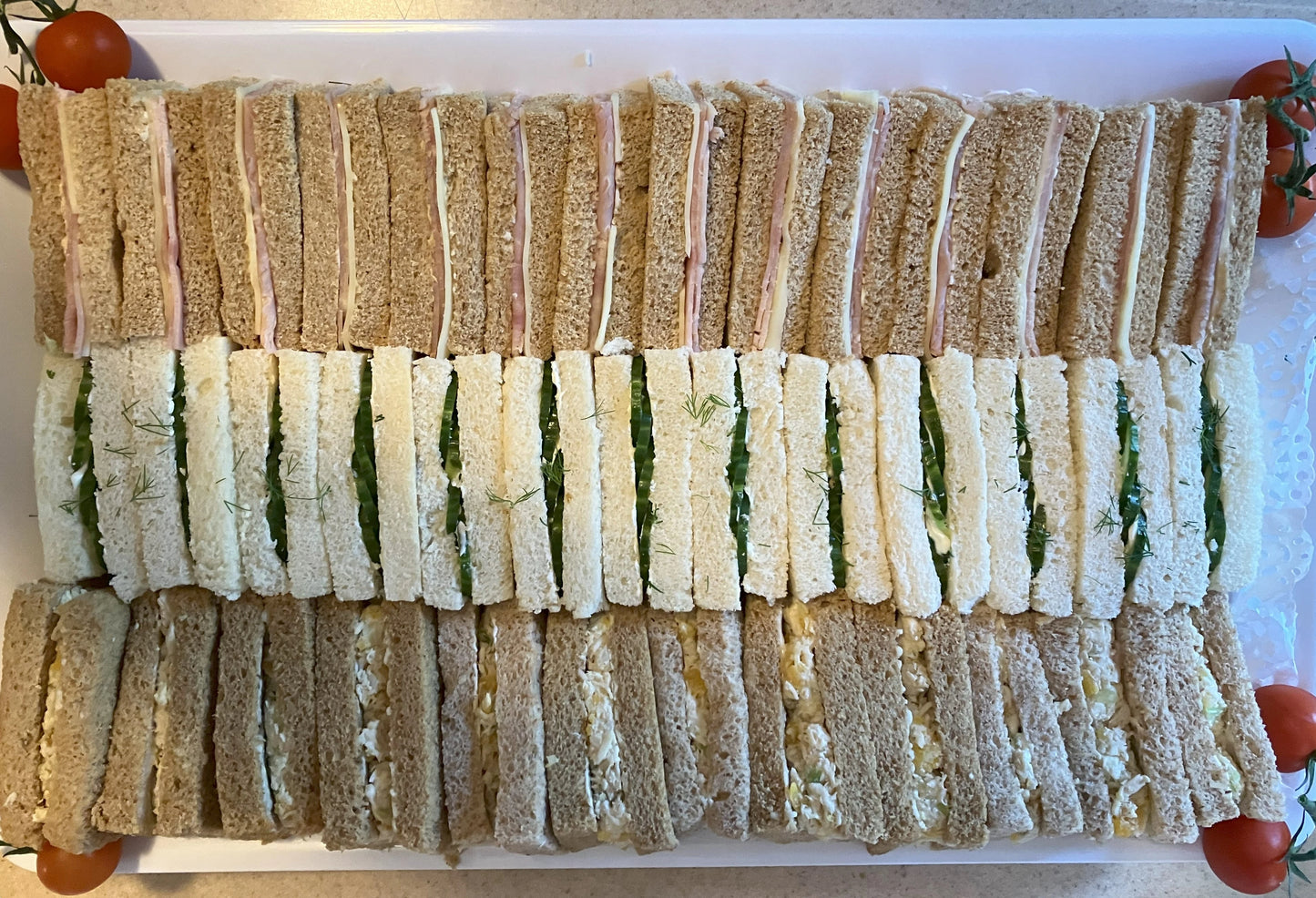Large Afternoon Tea Sandwich Tray: serves up to 20 guests -(60 sandwiches)