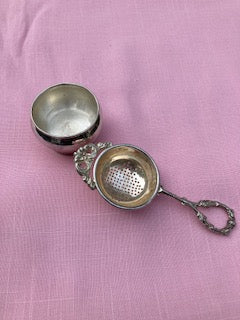 Silverplated Tea Strainer with Strainer Cup